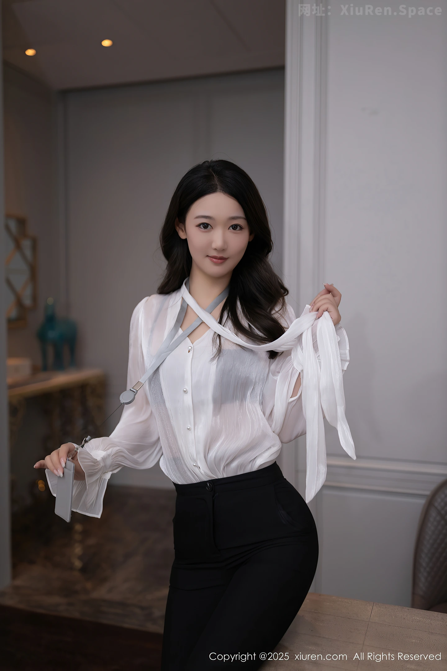 图片[5]-[XiuRen秀人网] VOL.9960 模特唐安琪性感白衬衫露黑色内衣配超薄黑丝秀柔美身姿诱惑写真82P-秀人网官方网站